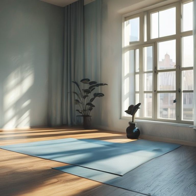 Bright home workout space with natural light